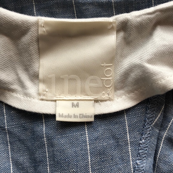 Line & Dot Blue Open Back Linen Dress Skater Sz.M - Picture 7 of 8